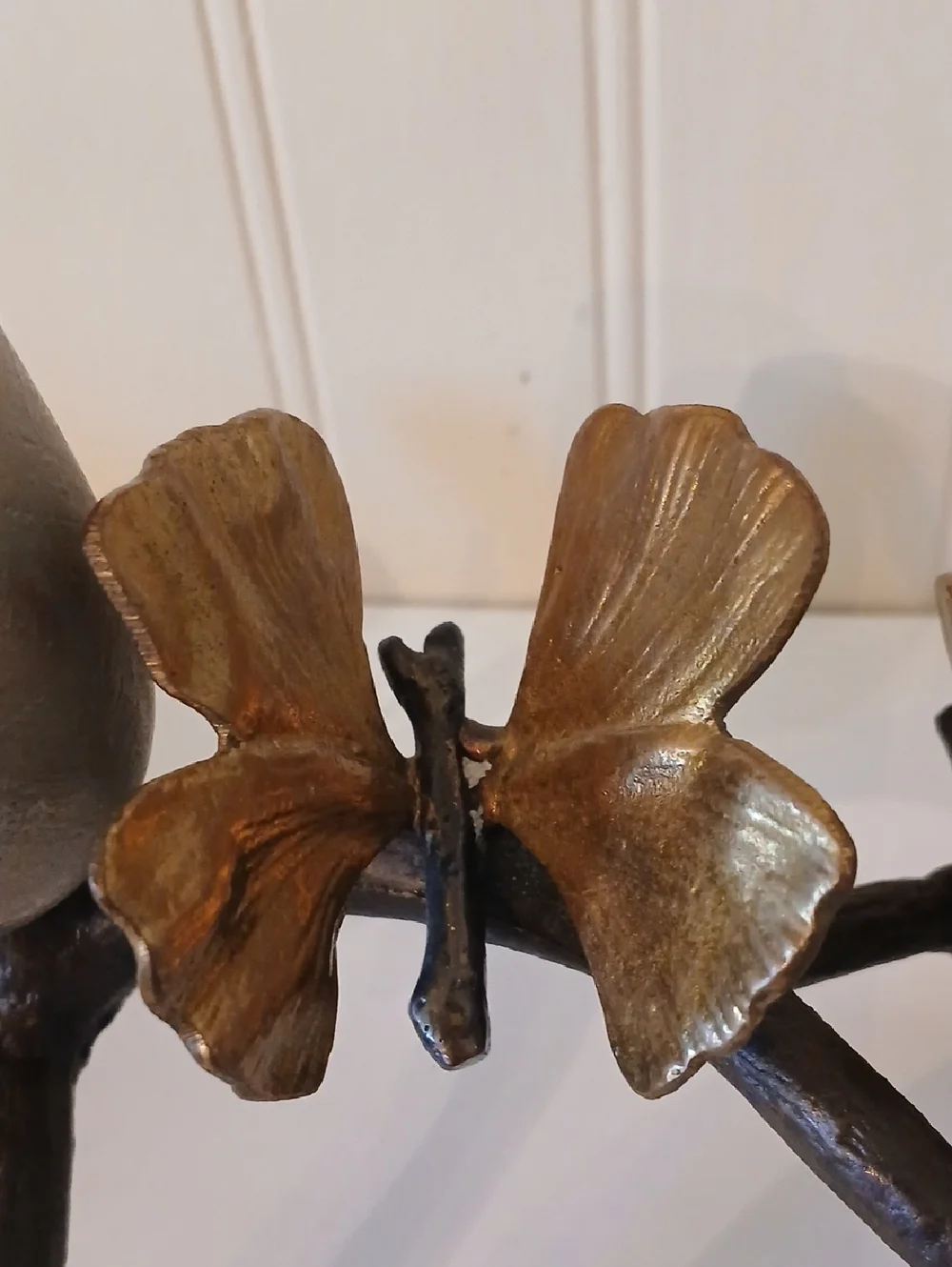 Micheal Aram Butterfly  Ginkgo Branches Butterfly Candleholder Brass Whimsy Art